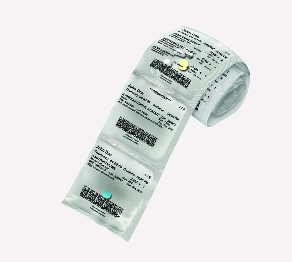 Roll of unit-dose medication packaging for medication management services