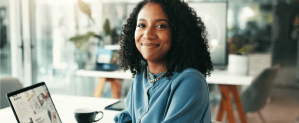 Woman smiling.